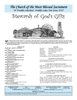 Stewards of God`s Gifts - Church of the Most Blessed Sacrament