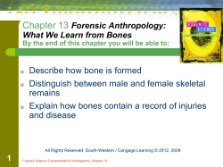 o Describe how bone is formed o Distinguish between male and