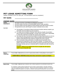 PET LODGE ADMITTING FORM - Mountain Parks Veterinary Hospital