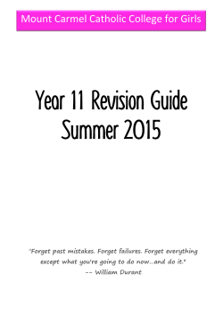 Year 11 Revision Booklet - Mount Carmel Technology College for Girls