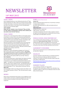 Newsletter 14 th May - Mount Street Academy