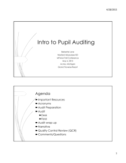 Introduction to Pupil Auditing - Michigan Pupil Accounting and