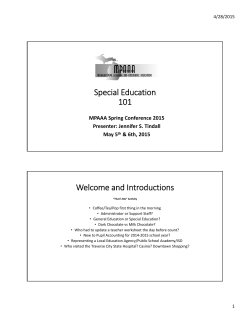 Special Education 101 Welcome and Introductions