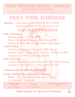 HOLY WEEK SCHEDULE - Most Precious Blood Parish