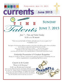 June 7 â Time and Talent Sunday Scholarship Presentations