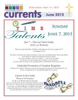 June 7 &acirc; Time and Talent Sunday Scholarship Presentations