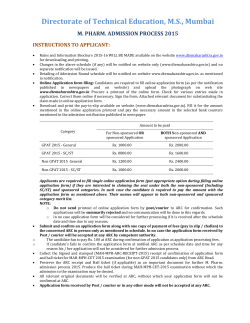 Instructions to Applicant applying for Masters in Pharmacy 2015-16