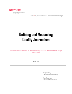 Defining and Measuring Quality Journalism