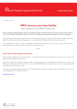 MPO secures new loan facility - Macau Property Opportunities Fund