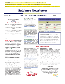 Weekly Guidance News - Millard North High School
