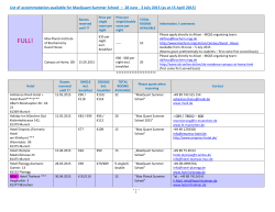 List of accommodation available for MaxQuant Summer School â 28