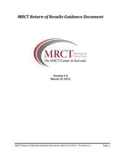 MRCT Return of Results Guidance Document - Multi