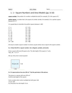 1. 1 â Square Numbers and Area Models (pp. 6-10)