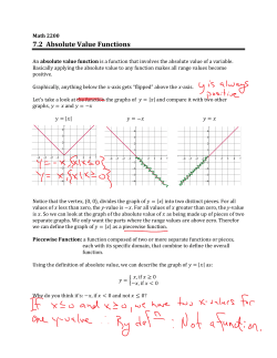 7.2 Absolute Value Functions