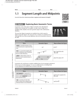 1.1 Segment Length and Midpoints