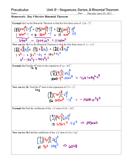 Precalculus Unit 9 â Sequences, Series, & Binomial