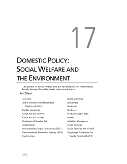 DOMESTIC POLICY: SOCIAL WELFARE AND THE ENVIRONMENT