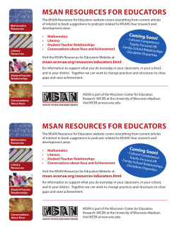 MSAN RESOURCES FOR EDUCATORS MSAN RESOURCES FOR
