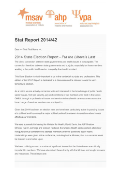 Stat Report 2014/42 - Medical Scientists Association of Victoria