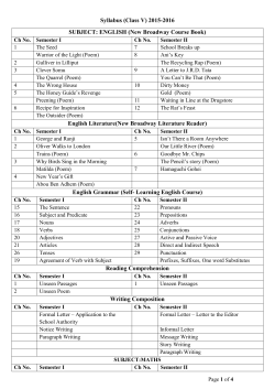 Syllabus (Class V) 2015-2016 SUBJECT: ENGLISH (New Broadway