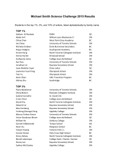 Michael Smith Science Challenge 2015 Results