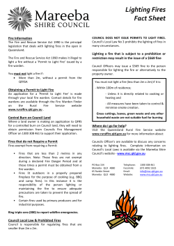 Lighting Fires Fact Sheet