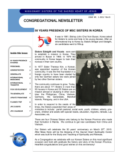 Issue No. 1 March 2015 - Missionary Sisters of the Most Sacred