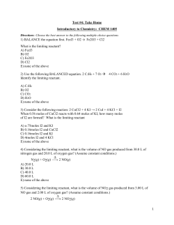 Test #4: Take Home Introductory to Chemistry: CHEM 1405 1