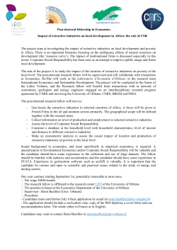 Post-doctoral fellowship in Economics Impact of extractive industries