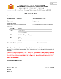 USER FORM FOR FESEM - Department of Materials Science and