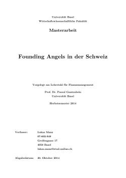 Founding Angels in der Schweiz