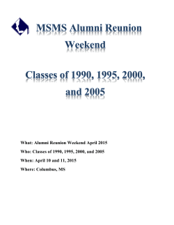 What: Alumni Reunion Weekend April 2015 Who: Classes of 1990