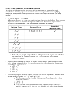 Group Work: Exponents and Scientific Notation