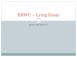 ERWC â Lying Essay
