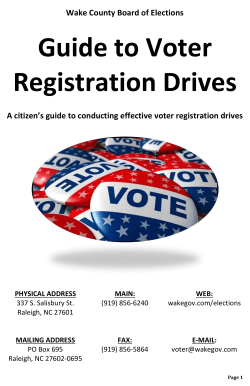 Wake County Board of Elections Guide to Voter Registration Drives