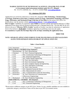 Instructions - M.Tech Online Admission Form, 2015-16
