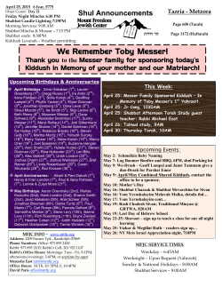 We Remember Toby Messer! - Mount Freedom Jewish Center