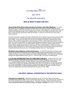 Far West News Flash April, 2015 Far West Ski Association WHO