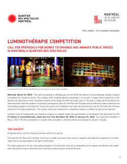 Launch of the Competition - MontrÃ©al Ville UNESCO de design