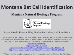 Montana Bat Call Identification - Montana Natural Heritage Program