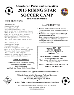 Rising Star Soccer Camp flyer