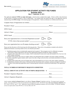 Application for Student Activity Fees