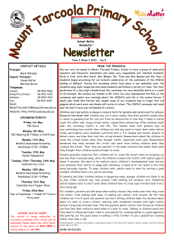 Newsletter 5 Term 2 April - Mount Tarcoola Primary School