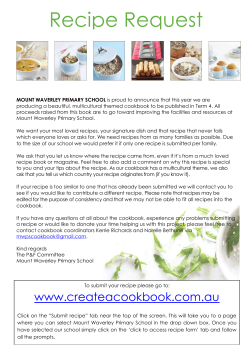 MWPS Cookbook details - Mount Waverley Primary School