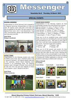 Newsletter 8, 19 March - Mount Waverley Primary School