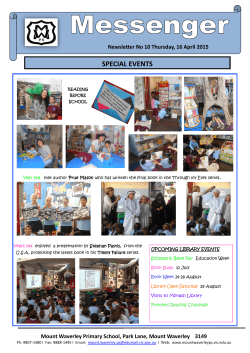 Newsletter 10, 16 April - Mount Waverley Primary School