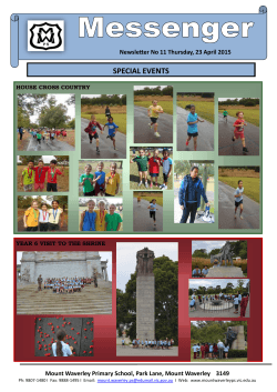 Newsletter 11, 23 April - Mount Waverley Primary School