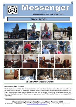 Newsletter 12, 30 April - Mount Waverley Primary School