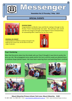 Newsletter 13, 7 May - Mount Waverley Primary School