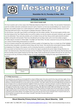 Newsletter 15, 21 May - Mount Waverley Primary School